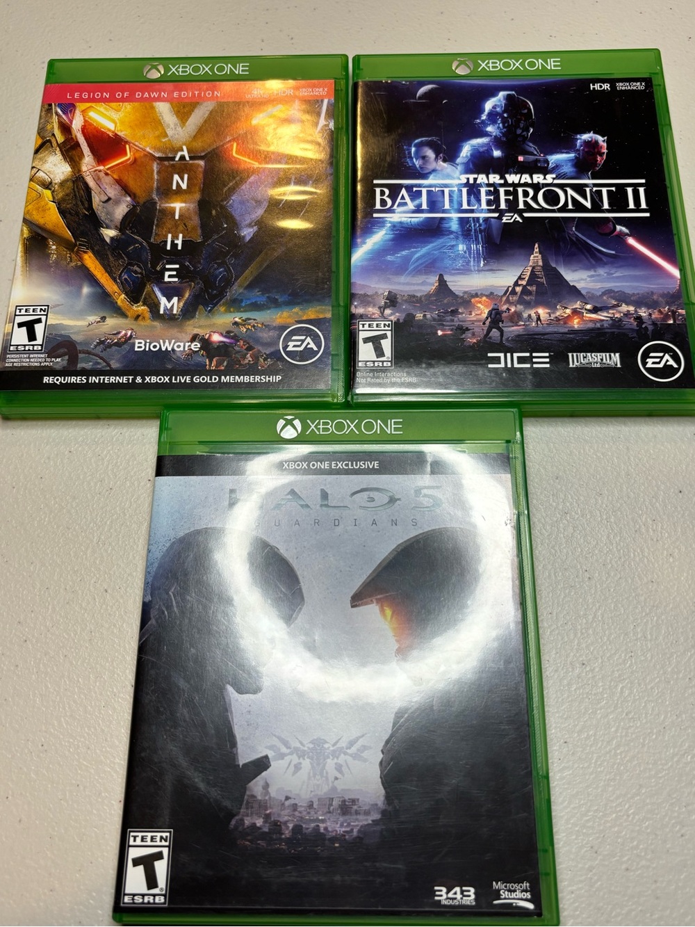 XBOX One Game Bundle - Anthem, Star Wars Battlefront II, Halo 5